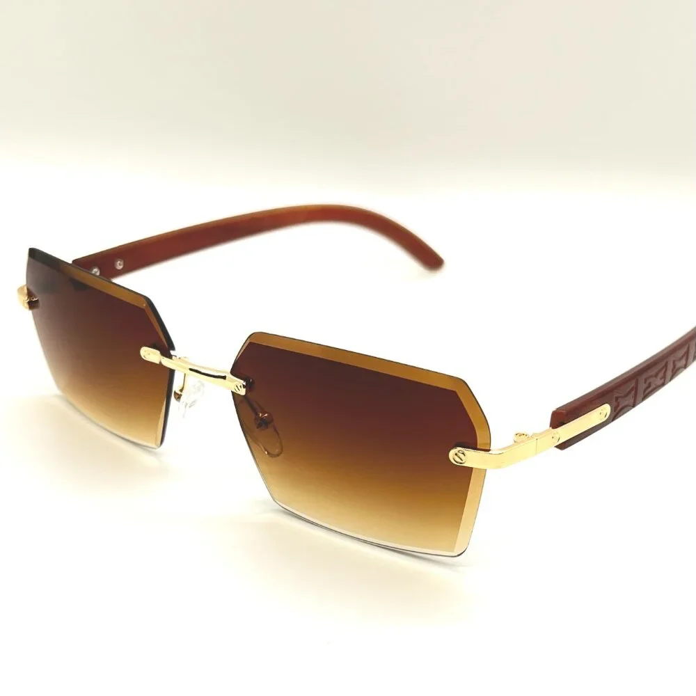 Men Sunglasses Brown Lens‎ Retro Classic Trendy Retro Shades Gold Metal Lentes